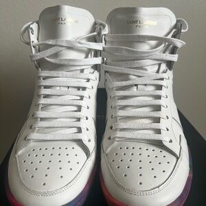 Saint Laurent Calfskin Signature Court High Top Sneakers “Tie Dye” sole